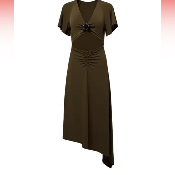 WeWoreWhat Dresses & Skirts - Small weworewhat army green dress with black rose appliqué